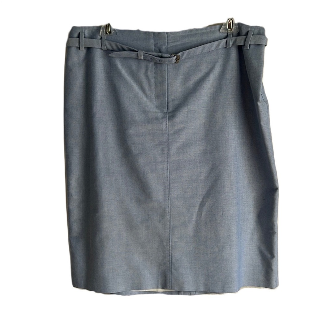 Brooks Brothers "346" Supima Cotton Skirt w/ Belt, Light Blue, Plus Size 14